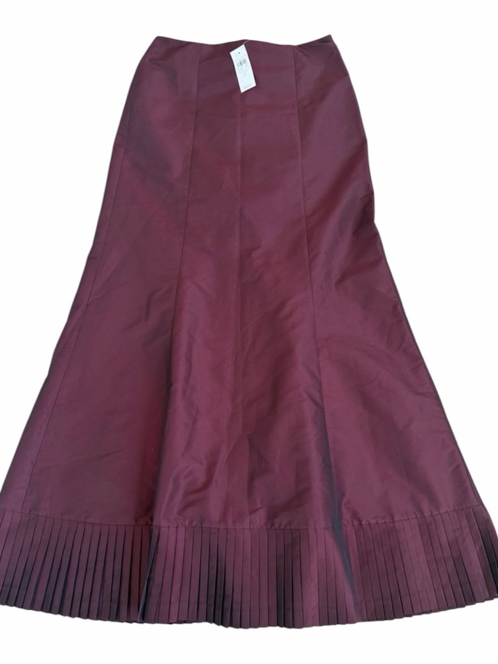Ann Taylor Formal Burgundy Maxi Skirt with Pleated Hem Size 2